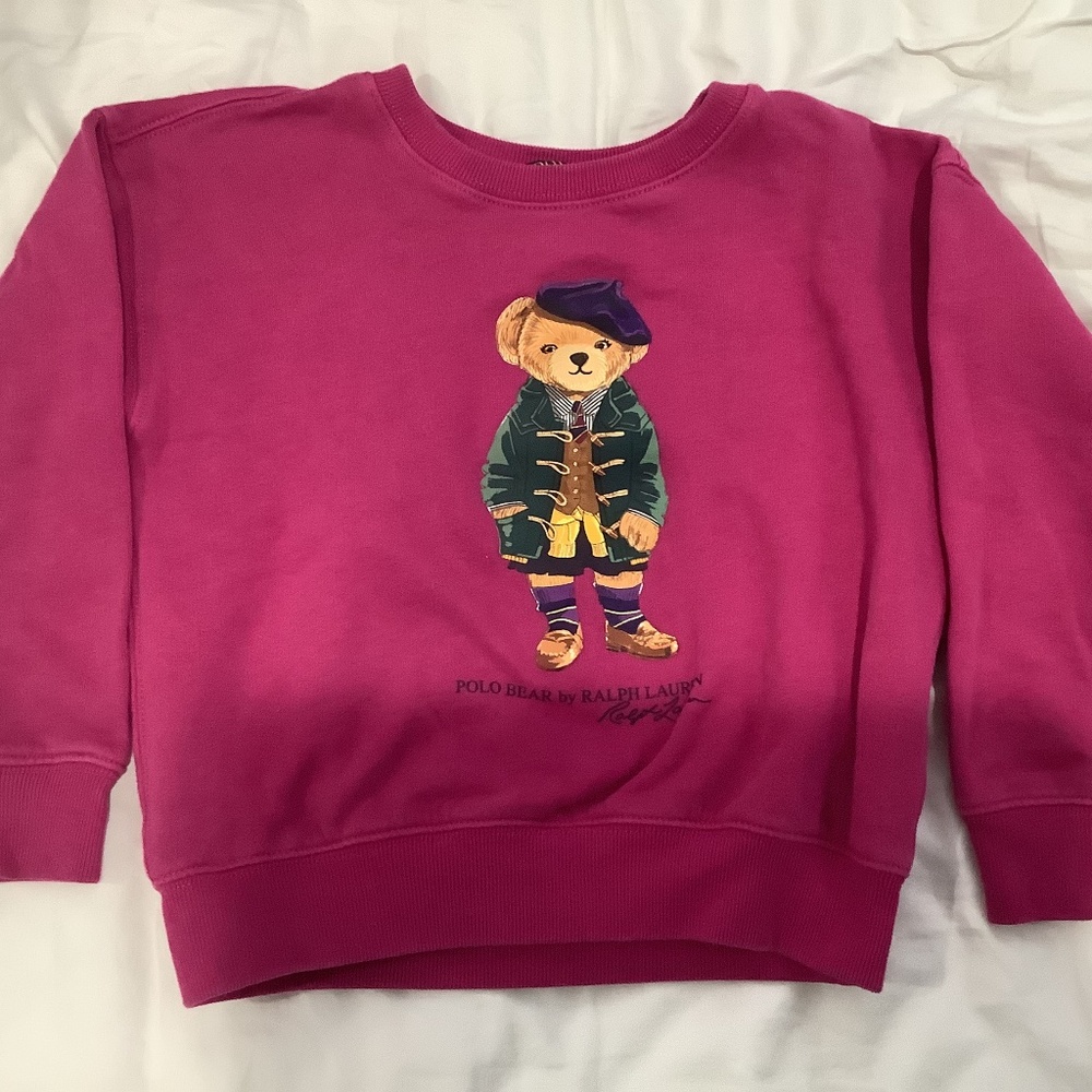 Ralph Lauren girls pink bear crewneck
